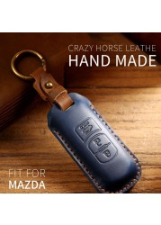 New Luxury Leather Car Key Case Cover Fob Protector Keychain Holder For Mazda 3 Axela Mazda6 Car Accessories Remote Keyring Bag