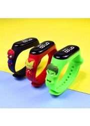 Marvel Children's Digital Watch Spiderman Iron Man Mickey Minnie LED Casual Sports Watch Silicone Kids Watch Bracelet Watch