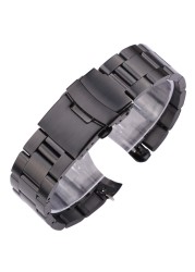 20mm 22mm watch bracelet stainless steel silver black curved end watches women men metal watch strap