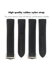 19mm 20mm 21mm 22mm Rubber Leather Watchband Fit For Omega Planet Ocean Seamaster Diver 300 Silicone Nylon Sports Watch Strap