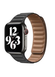 Link Leather Strap for Apple Watch Band 44mm 40mm 38mm 42mm 1:1 Original Magnetic Loop Bracelet Korea iWatch Serie 5 4 3 SE 6 7