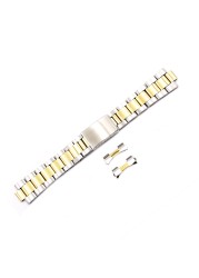 CARLYWET 19 20mm 316L Stainless Steel Two Tone Gold Silver Watch Band Bracelet Hollow Curved End for Vintage Oyster