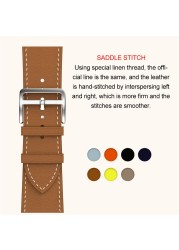 Genuine Leather Loop for Apple Watch Band 45mm 44mm Sports Strap Single Round Band for Apple Watch 42mm 41mm iWatch 7 4 5 6 se 3