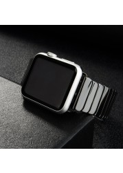 Square+Ceramic Strap for Apple Watch Band 44mm 40mm 42/38mm Butterfly Buckle Watchband Link Bracelet iwatch serie 5 4 3 Se 6 7 45mm