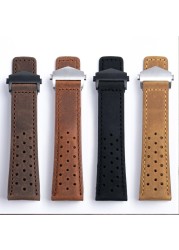 Cowhide Watch Band 22mm 24mm Watchband Fit For Tag Strap Heuer Watchband Genuine Crazy Horse Leather Bracelet Carrera