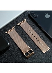 Magnetic loop strap for apple watch band 44mm 42mm 38mm 40mm stainless steel bracelet correa iwatch series 3 4 5 6 se 7 strap