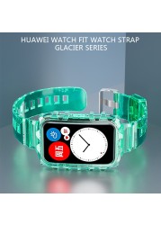 For Huawei Watch Fit Strap Glacier Transparent All in One Sport Wristband Replacement Strap High Quality TPU Soft Shell Band
