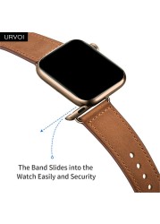 URVOI Band for Apple Watch Series 7 6 5 4 3 SE Sport Band Genuine Swift Leather Strap for iWatch Wrist Pin and Tuck Closure Handmade