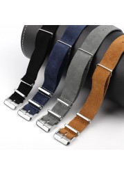 18mm 20mm 22mm 24mm Soft Suede Leather Watchband NATO Genuine Leather Strap Watch Strap Wrist Band Watch Accessoeies