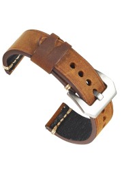 Men's Genuine Leather Watch Band Strap 22mm 24mm Vintage Cowhide Watch Strap High Quality Bracelet Watch Accessories