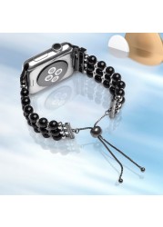 Pearl Bands for Apple Watch 38/40/41mm 42/44/45mm Bracelet Women Girls Bling Beads Strap for Apple Watch Series 7 6 SE 5 4 3