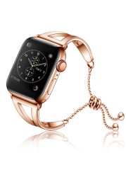 Ladies Bracelet Strap for Apple Watch Bnad + Diamond Chain Chain Se 65432 Band 42mm 44mm Stainless Steel for iWatch 38mm 40mm