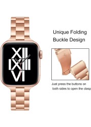 slim strap for apple watch band 40mm 44mm 38mm 42mm 40mm girl/women ultra-thin metal bracelet apple watch serie 6 5 4 3 se band