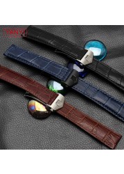 Genuine Leather Bracelet 19mm 20mm 22m For Tag Heuer Watches Men Wrist Band Accessories Fold Buckle Leather Watch Strap