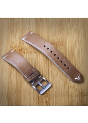 Horween Burgundy Chromxell Genuine Leather Watch Strap 3.5mm Thick Leather Straps Handmade