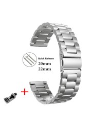 20mm 22mm Stainless Steel Watch Band for Galaxy Watch 4 40mm 44mm 42mm 46mm Strap Gear S3 Sport Loop for Huawei GT2 46 Bracelet