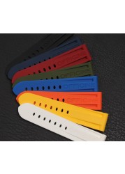 22mm 24mm 26mm Black Blue Red Orange White Watch Band Silicone Rubber Watchband Replacement for Panerai Strap Tools Steel Buckle