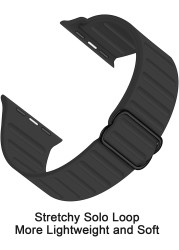 Adjustable Stretch Silicone Solo Loop Ring for Apple Watch 7 6 5 3 Se Sport Women Men Rubber Strap for Apple Watch 44 42 40 38