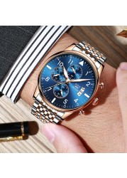 OLEVS Top Brand Watch Men Stainless Steel Business Date Watch Waterproof Luminous Luxury Men's Watches Sport Quartz Wrist Watch