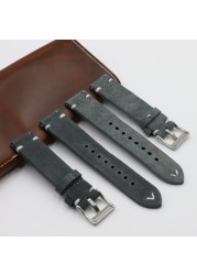 Suede Leather Watch Strap Band 18mm 20mm 22mm 24mm Brown Coffee Watchstrap Handmade Stitching Replacement Wristband