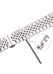 Silver plated stainless steel watch straps, metal watch band accessories, 16 18 19 20 21 22 mm