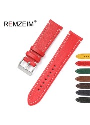 Double-sided Leather 18mm 20mm 22mm 24mm Watchband Quick Release Watch Band Strap Men Women Yellow Red Black Watch Accessories