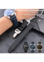 20/21/22mm High Quality Calfskin Leather Nylon Watch Strap Fit For IWC Pilot SPITFIRE MARK18 PORTOFINO Best Gun IW3777 Watchband