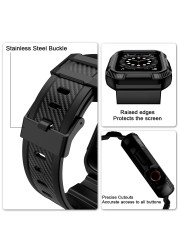 Rugged Armor Pro Designed 44 42mm Strap for Apple Watch Band Strap with Case for Iwatch 44mm 42mm Series 6 SE 5 4