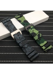 24mm 26mm Camouflage Colorful Silicone Rubber Watch Band Replacement for Panerai Strap Watch Band Waterproof Watchband Free Tools