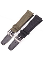 Genuine Nylon Leather Watch Straps for Men and Women, High Quality, Silver Pin Buckle, 20mm, 21mm, 22mm
