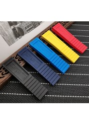 silicone rubber watch band 22mm 24mm black yellow red blue watchband bracelet for navitimer/avenger/breitling toss strap