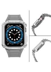 Case Bands Compatible with Apple Watch 45mm 41mm Moving Castle Rugged Metal Bumper Men Military Strap for IWatch 7 SE 6 5 4 3