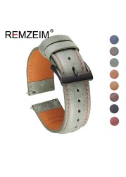 Calf leather watch strap 20mm 22mm quick release watchband for women men watch accessories solid buckle blue red green