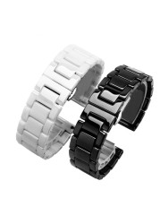 Ceramic watch band for men and women, high quality, black and white, 14 15 16 17 18 19 20 21 22 mm