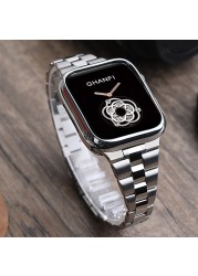 Women Stainless Steel Slim Bracelet For Apple Watch Band 40mm 38mm 42mm 41 45mm For iWatch SE/6/5 7 Luxury Metal Lady Thin Strap