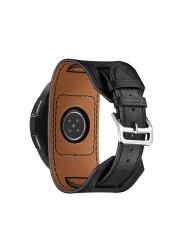 20mm 22mm Band For Samsung Galaxy Watch 4 Classic Active 2 Gear S3 Cuff Genuine Leather Bracelet Huawei Watch gt 2/2e pro strap