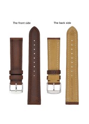 Anbeer 14mm-24mm watch strap, retro genuine leather watchband, vintage replacement bracelet for men women, polished buckle