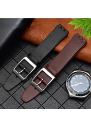 Genuine Leather Watch Band For Swatch Gb274 Gn239 Gb294 Gb287 Men's And Women's 17mm Watch Strap