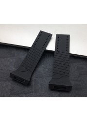 Soft Watchband Watches Silicone Rubber Black Band 28mm Fit For Porsche Strap Design World Timer For P6750 Free Tools