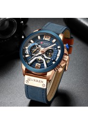 CURREN Men's Fashion Sport Watches Luxury Brand Military Style Leather Wrist Watch Chronograph Fashion