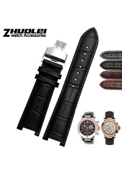 Genuine leather watchband for GC wristband 22*13mm 20*11mm engraved strap with butterfly stainless steel buckle