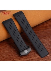 Curved end silicone rubber watch strap 24mm for tag ho-or watch accessories waterproof watchband wrist band bracelet