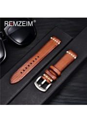 Rimzm Tanned Leather Watch Strap Antique Watch Strap 18mm 20mm 22mm 24mm Red Gray Blue High Quality Wristband Strap Accessories