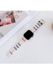 Luxury Leather Women Watch Strap for Apple Watch 7 6 SE 5 4 3 Band 41mm 45 44 40mm 42mm 38mm for iWatch 7 Bracelet Girl Loopband