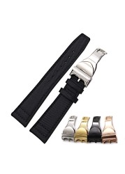 CARLYWET - Leather Watch Strap, Premium Nylon Fabric, High Quality, Watch Strap with Tudor Deployment Buckle, 20, 21, 22mm