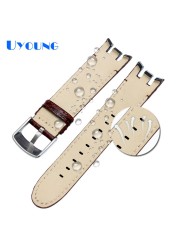 High Quality Genuine Leather Watch Strap For Swatch YRS403 412 402G Watch Band 21mm Watchband Men Curved End Watches Bracelet