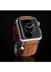 Genuine leather strap for Apple Watch band 45mm/41mm 44mm 40mm 38mm 42mm retro watchband pulseira iWatch series 5 4 3 se 6 7