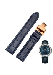 Fashion Genuine Leather Men Women Watchband Crocodile Texture Strap Wrist Watch Band 14mm 16mm 18mm 20mm 22mm Dark Blue