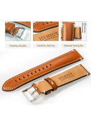 HEMSUT Genuine Leather Watch Strap for Man Women Quick Release Handmade Vintage Cowhide Watch Strap 18mm 20mm 22mm 24mm