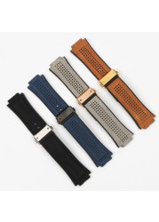 29*19mm Crazy Horse Leather Nature Rubber Silicone Watchband Watch Band Strap for Hublot Strap 30mm King Power Chain Charging Tools